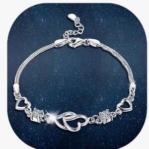 Elegant  Sterling Silver Bracelet Simple Adjustable Bangle Bracelets
